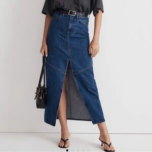 Madewell Sz 27 skirt mid rise Denim Maxi blue jean Classic Minimalist Capsule